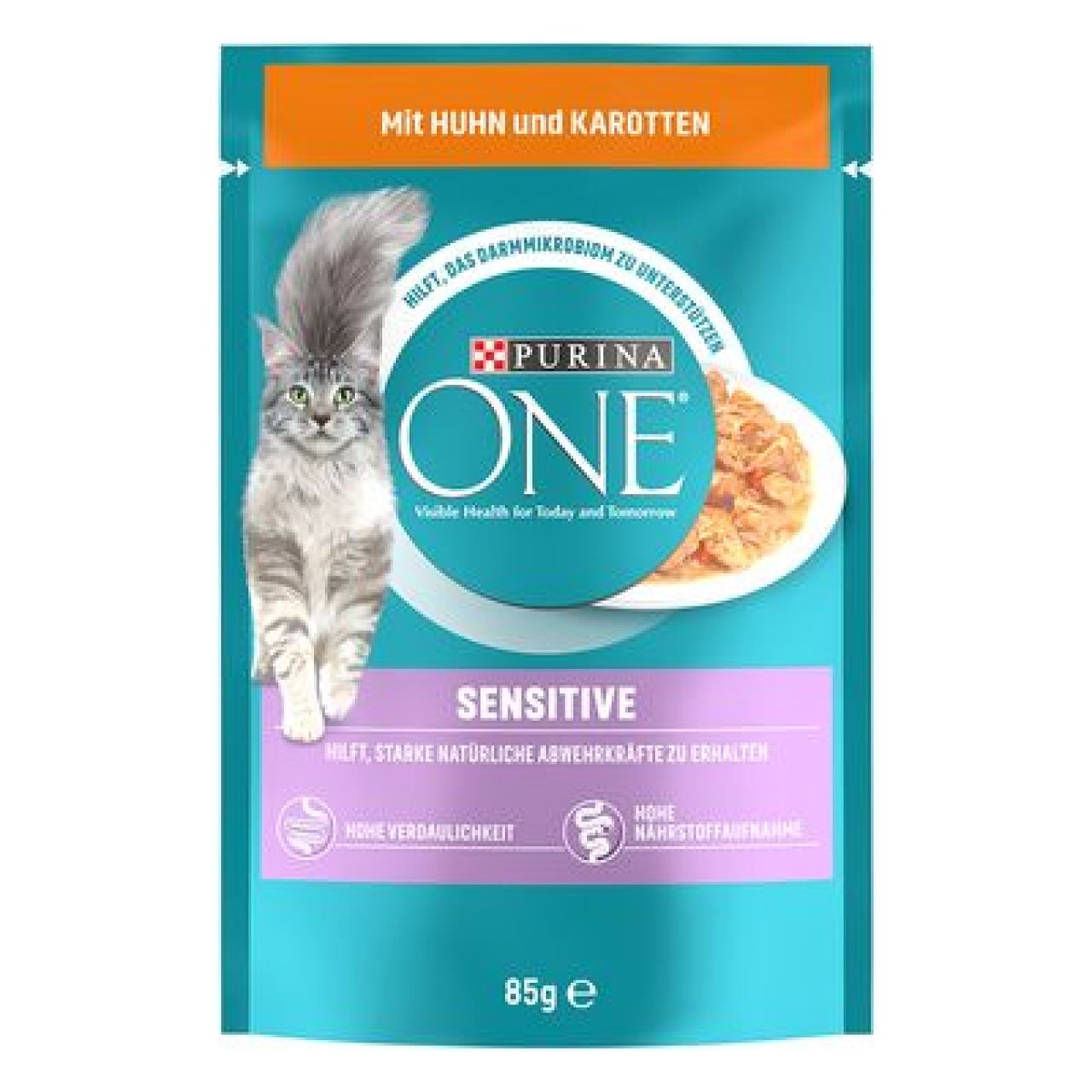PURINA ONE SENSITIVE, s piletinom i mrkvom, mini fileti u umaku, mokra hrana za mačke