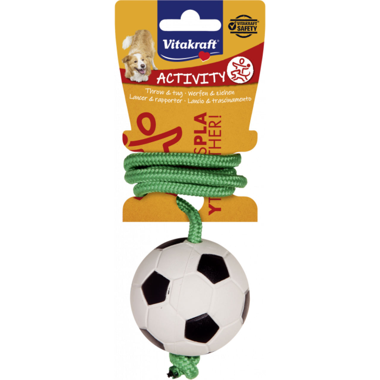 Vitakraft - Nogometna lopta - Igračka za psa Nogometna lopta na užetu
