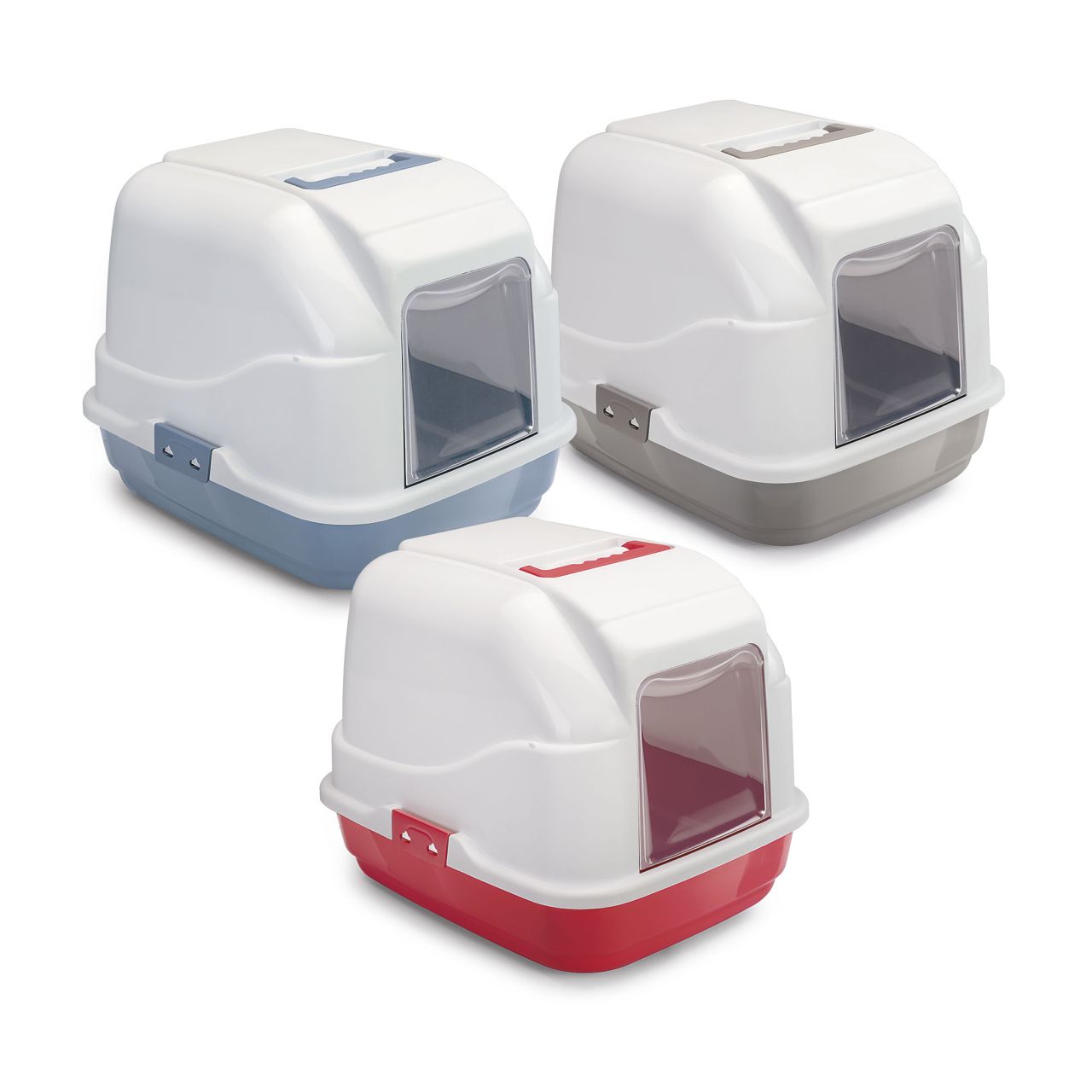 Vitakraft zatvoreni WC za mačke - zatvorena posuda My Cat 50×40×40cm (Siva, roza i plava boja)