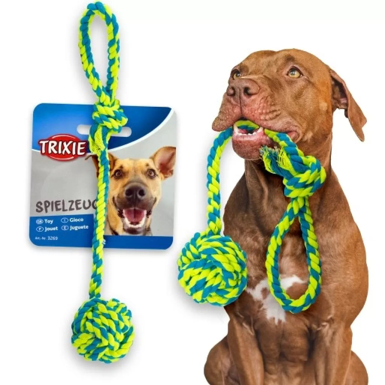 Trixie igračka za pse konop s pletenom loptom 50 cm/fi-7 cm