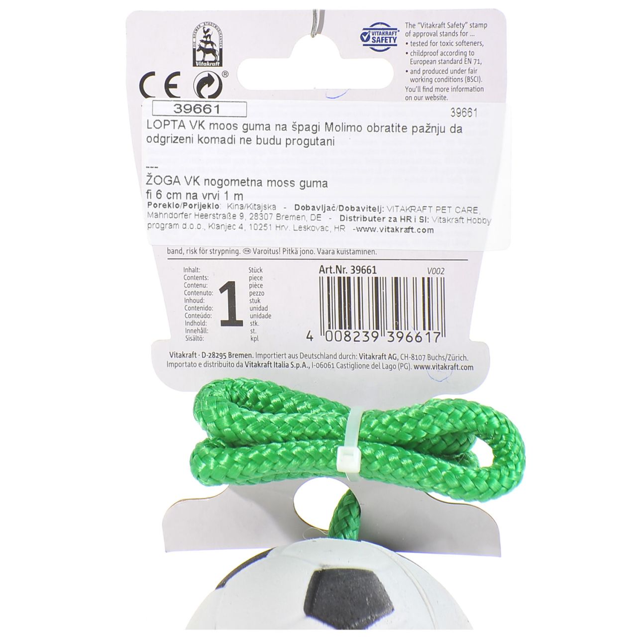 Vitakraft - Nogometna lopta - Igračka za psa Nogometna lopta na užetu