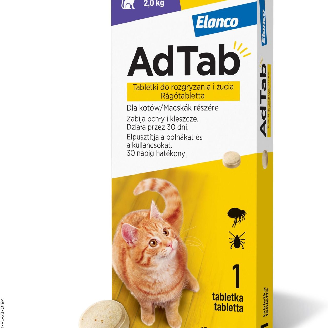 Elanco AdTab tableta za mačke, protiv buha i krpelja 0,5 - 2 kg