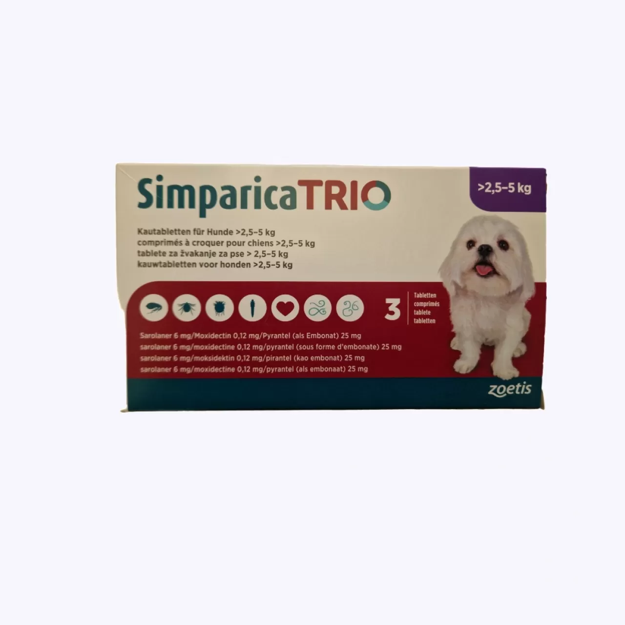 Zeotos Simparica TRIO tableta za pse >2,5-5kg