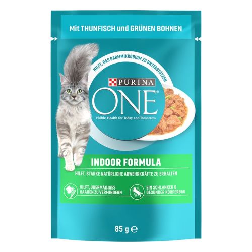 PURINA ONE INDOOR, s tunom i zelenim grahom, mini fileti u umaku, mokra hrana za mačke 1 x 85g