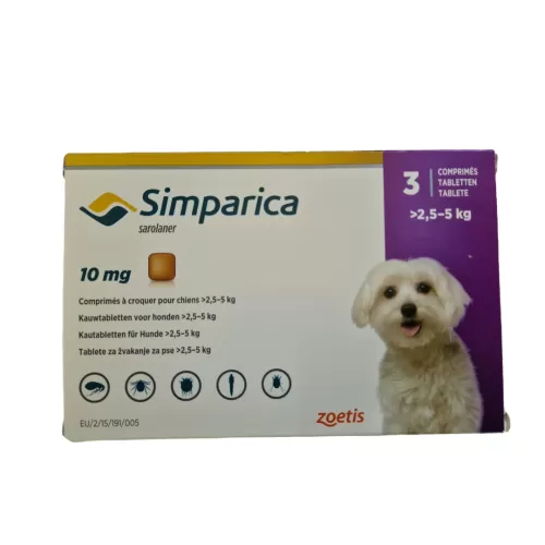 Zoetis Simparica 10mg za pse težine 2,5-5kg / 1 tableta