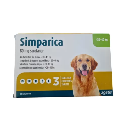Zoetis Simparica 80mg za pse težine 20-40kg / 1 tableta